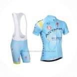 2014 Abbigliamento Ciclismo Astana Azzurro Manica Corta e Salopette