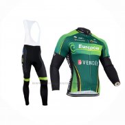 2014 Abbigliamento Ciclismo Europcar Nero Verde Manica Lunga e Salopette