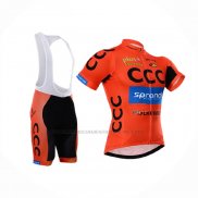 2015 Abbigliamento Ciclismo CCC Nero Arancione Manica Corta e Salopette