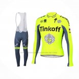 2016 Abbigliamento Ciclismo Tinkoff Verde Grigio Manica Lunga e Salopette