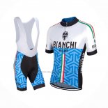 2017 Abbigliamento Ciclismo Bianchi Milano Blu Manica Corta e Salopette