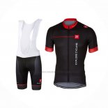 2017 Abbigliamento Ciclismo Castelli Aceso Nero Rosso Manica Corta e Salopette
