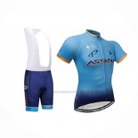 2018 Abbigliamento Ciclismo Astana Spento Blu Manica Corta e Salopette
