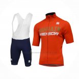2018 Abbigliamento Ciclismo Bahrain Merida Arancione Manica Corta e Salopette