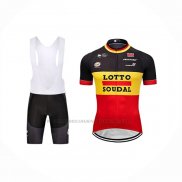 2018 Abbigliamento Ciclismo Lotto Soudal Nero Giallo Rosso Manica Corta e Salopette