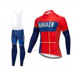 2019 Abbigliamento Ciclismo Bahrain Merida Blu Rosso Manica Lunga e Salopette