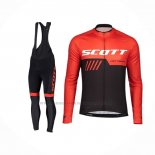 2019 Abbigliamento Ciclismo Scott Nero Rosso Manica Lunga e Salopette
