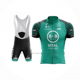 2020 Abbigliamento Ciclismo Vital Concept-BB Hotels Bianco Verde Manica Corta e Salopette