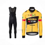 2022 Abbigliamento Ciclismo Jumbo Visma Nero Giallo Manica Lunga e Salopette