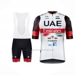 2022 Abbigliamento Ciclismo UAE Nero Bianco Rosso Manica Corta e Salopette