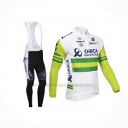 2013 Abbigliamento Ciclismo Orica GreenEDGE Bianco Verde Manica Lunga e Salopette
