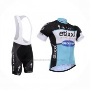2015 Abbigliamento Ciclismo Etixx Quick Step Nero Bianco Manica Corta e Salopette