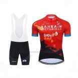 2021 Abbigliamento Ciclismo Bahrain Victorious Rosso Manica Corta e Salopette