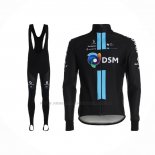 2021 Abbigliamento Ciclismo DSM Nero Blu Manica Lunga e Salopette
