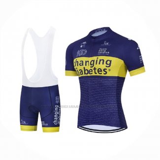 2021 Abbigliamento Ciclismo Novo Nordisk Blu Giallo Manica Corta e Salopette