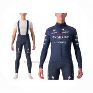 2022 Abbigliamento Ciclismo Deceuninck Quick Step Spento Blu Manica Lunga e Salopette