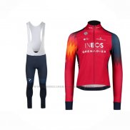 2023 Abbigliamento Ciclismo Ineos Grenadiers Rosso Manica Lunga e Salopette