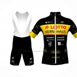 2023 Abbigliamento Ciclismo Lotto-Kern Haus Nero Giallo Manica Corta e Salopette