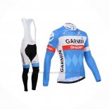 2014 Abbigliamento Ciclismo Garmin Sharp Azzurro Bianco Manica Lunga e Salopette