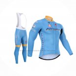 2015 Abbigliamento Ciclismo Astana Azzurro Manica Lunga e Salopette