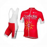 2016 Abbigliamento Ciclismo Cofidis Rosso Bianco Manica Corta e Salopette