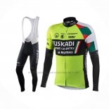2017 Abbigliamento Ciclismo Euskadi Nero Verde Manica Lunga e Salopette