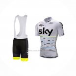 2018 Abbigliamento Ciclismo Sky Bianco Giallo Manica Corta e Salopette