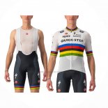 2022 Abbigliamento Ciclismo UCI Deceuninck Quick Step Bianco Manica Corta e Salopette