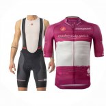 2023 Abbigliamento Ciclismo Giro d'Italia Viola Bianco Manica Corta e Salopette