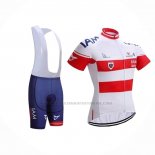 2023 Abbigliamento Ciclismo IAM Bianco Rosso Blu Manica Corta e Salopette