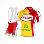 2013 Abbigliamento Ciclismo Wallonie Bruxelles Giallo Rosso Manica Corta e Salopette