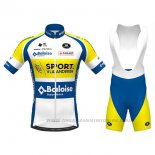 2020 Abbigliamento Ciclismo Sport Vlaanderen Baloise Bianco Giallo Blu Manica Corta e Salopette