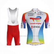 2021 Abbigliamento Ciclismo Direct Energie Bianco Rosso Giallo Blu Manica Corta e Salopette