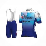 2022 Abbigliamento Ciclismo Bike Exchange Blu Bianco Manica Corta e Salopette