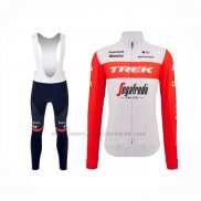 2023 Abbigliamento Ciclismo Trek Segafredo Arancione Bianco Manica Lunga e Salopette