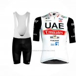 2023 Abbigliamento Ciclismo UAE Nero Bianco Manica Corta e Salopette
