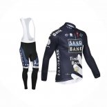 2013 Abbigliamento Ciclismo Tinkoff Saxo Bank Blu Bianco Manica Lunga e Salopette
