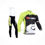 2014 Abbigliamento Ciclismo Castelli SIDI Nero Verde Manica Lunga e Salopette
