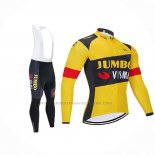 2021 Abbigliamento Ciclismo Jumbo Visma Giallo Manica Lunga e Salopette