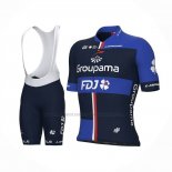 2023 Abbigliamento Ciclismo Groupama-FDJ Blu Manica Corta e Salopette