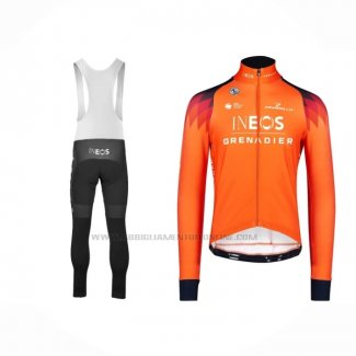 2023 Abbigliamento Ciclismo Ineos Grenadiers Arancione Manica Lunga e Salopette