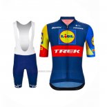 2024 Abbigliamento Ciclismo Lidl Trek Scuro Blu Rosso Manica Corta e Salopette