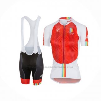 2017 Abbigliamento Ciclismo Donne Castelli Rosso Bianco Manica Corta e Salopette