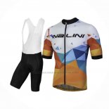 2018 Abbigliamento Ciclismo Nalini Ahs Discesa Bianco Arancione Manica Corta e Salopette