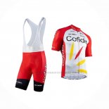 2020 Abbigliamento Ciclismo Cofidis Rosso Bianco Manica Corta e Salopette