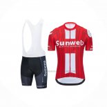 2020 Abbigliamento Ciclismo Sunweb Rosso Manica Corta e Salopette