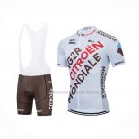 2021 Abbigliamento Ciclismo Ag2r La Mondiale Marrone Giallo Manica Corta e Salopette