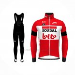 2022 Abbigliamento Ciclismo Lotto Soudal Rosso Manica Lunga e Salopette