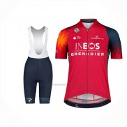 2023 Abbigliamento Ciclismo Donne Ineos Grenadiers Rosso Manica Corta e Salopette