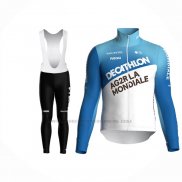 2024 Abbigliamento Ciclismo Ag2r La Mondiale Bianco Blu Manica Lunga e Salopette